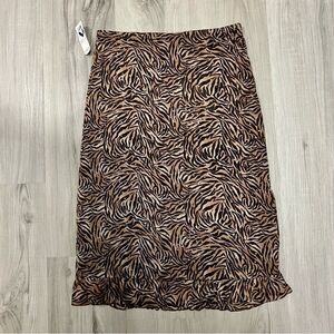 NWT Forever 21 vintage brown tiger print skirt with copper sparkles sz L